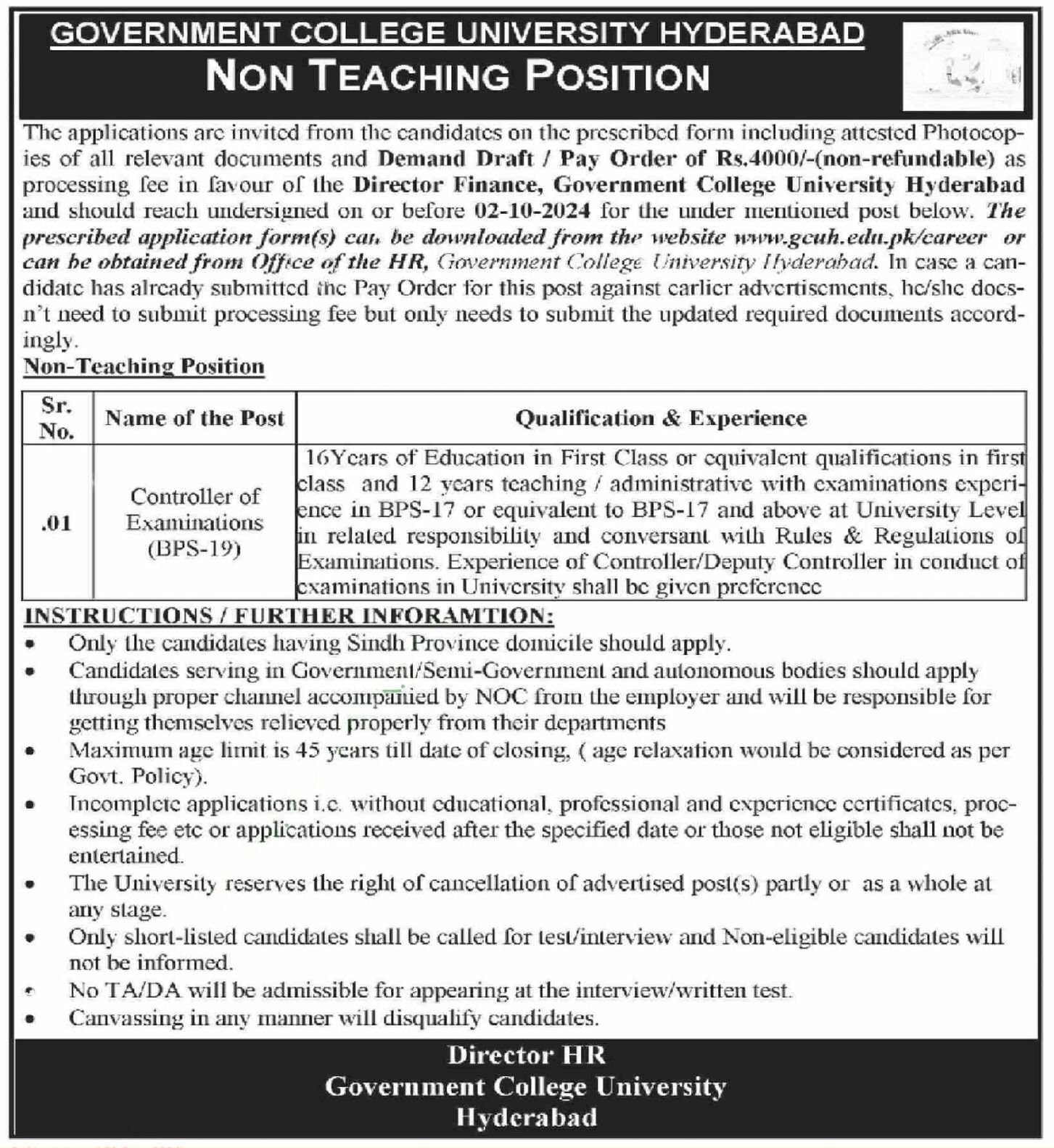 Controller of Examinations